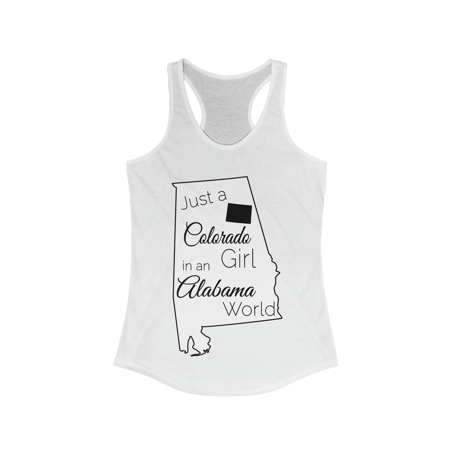 Just a Colorado Girl in an Alabama World Women's Ideal Racerback Tank
