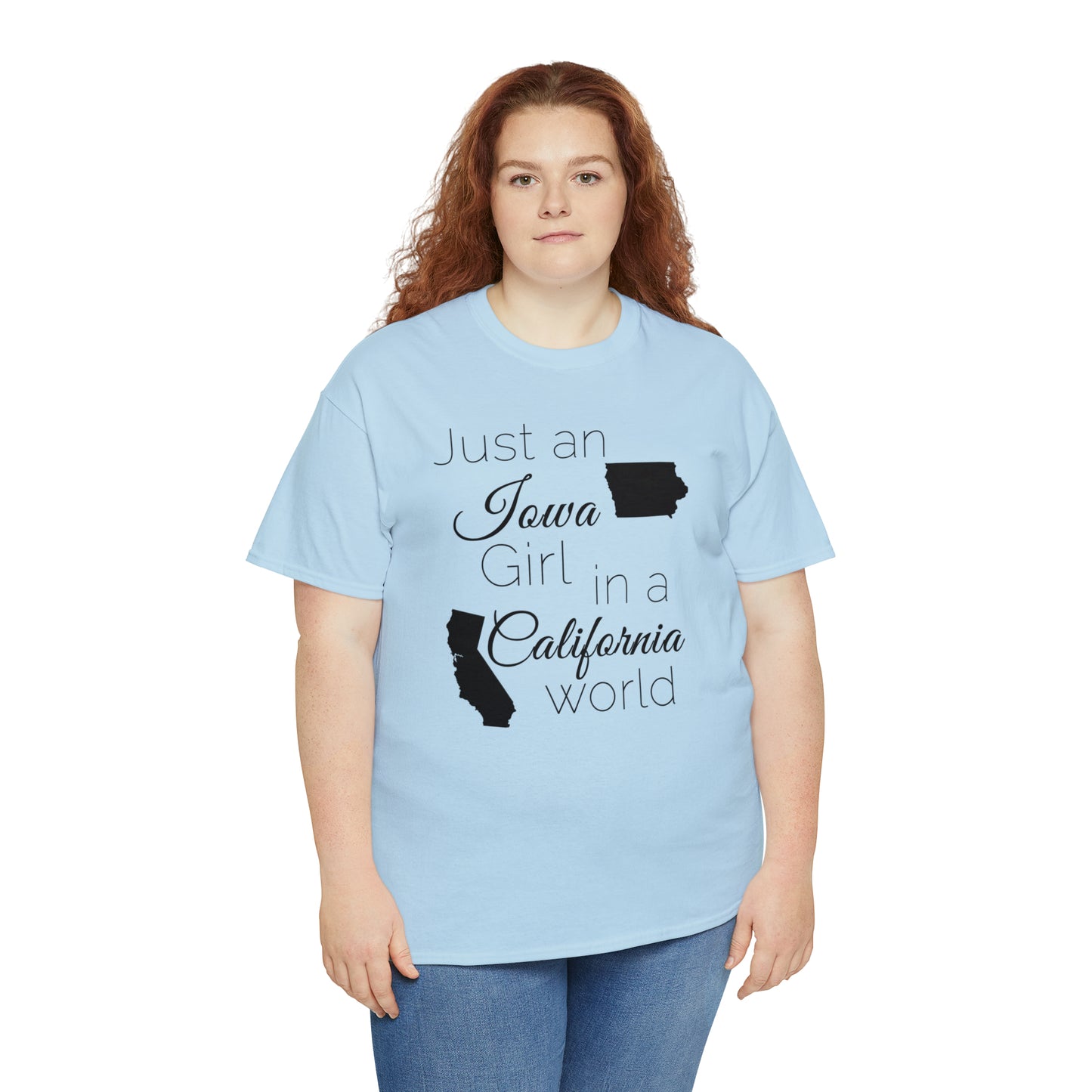 Just an Iowa Girl in a California World Unisex Heavy Cotton Tee