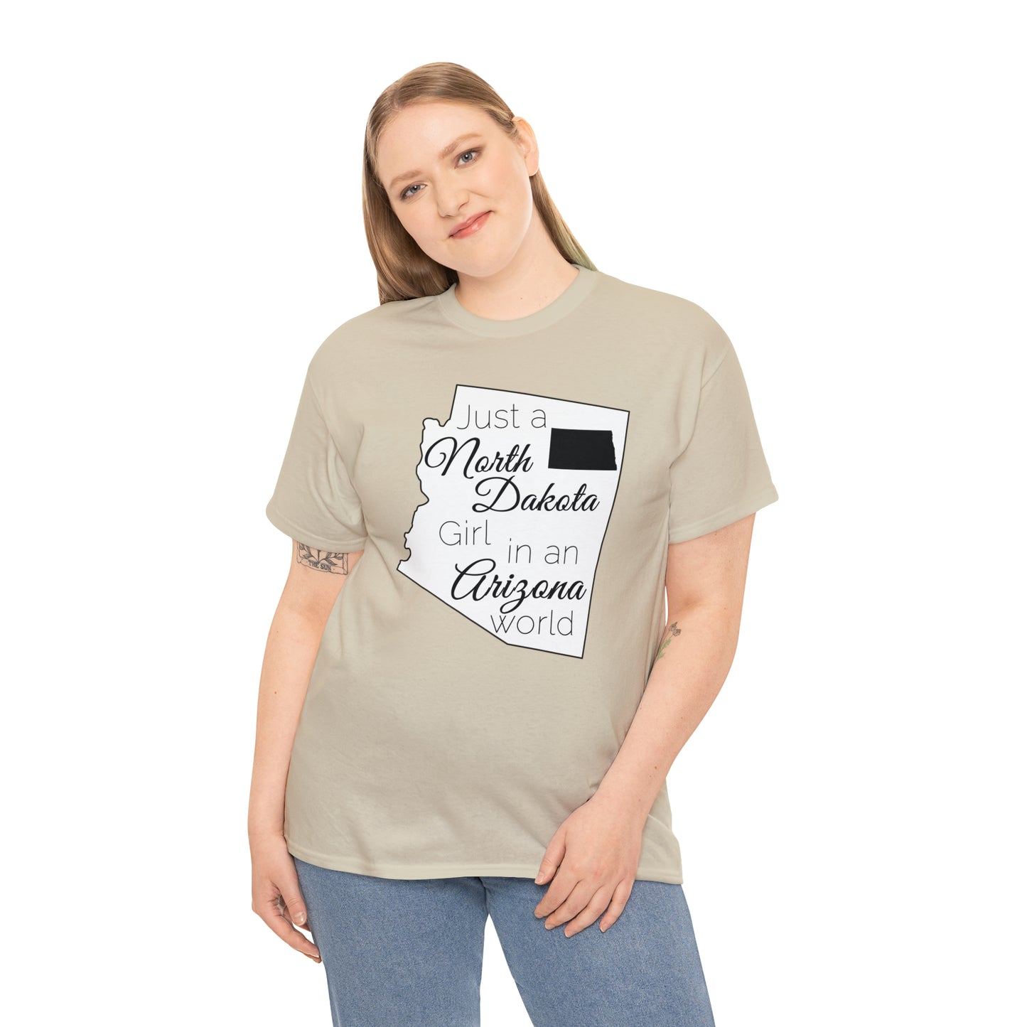 Just a North Dakota Girl in an Arizona World Unisex Heavy Cotton Tee
