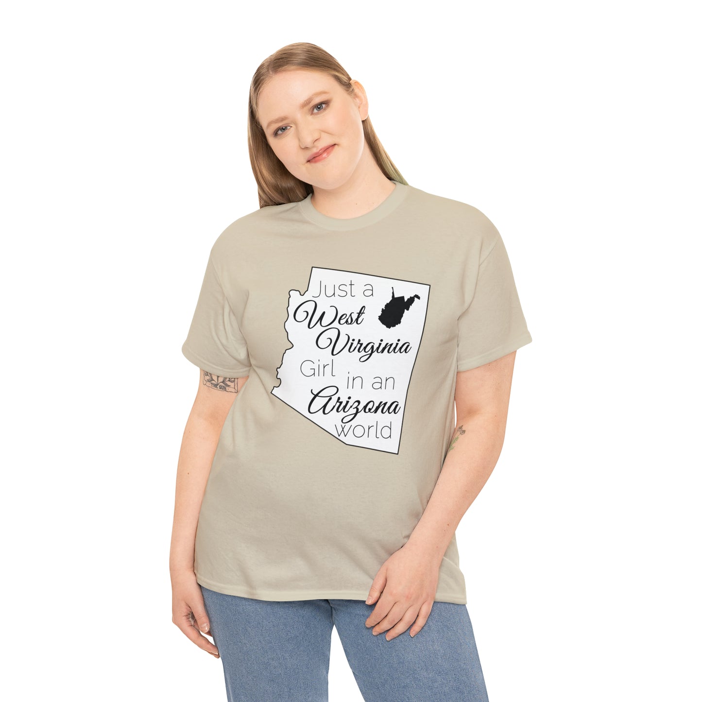 Just a West Virginia Girl in an Arizona World Unisex Heavy Cotton Tee