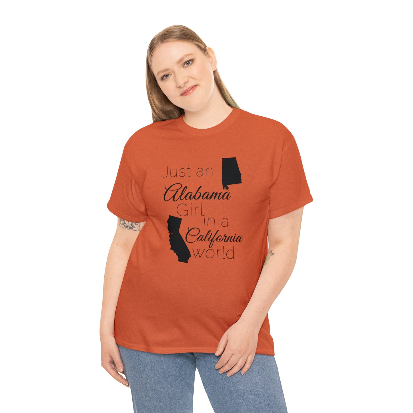 Just an Alabama Girl in a California World Unisex Heavy Cotton Tee