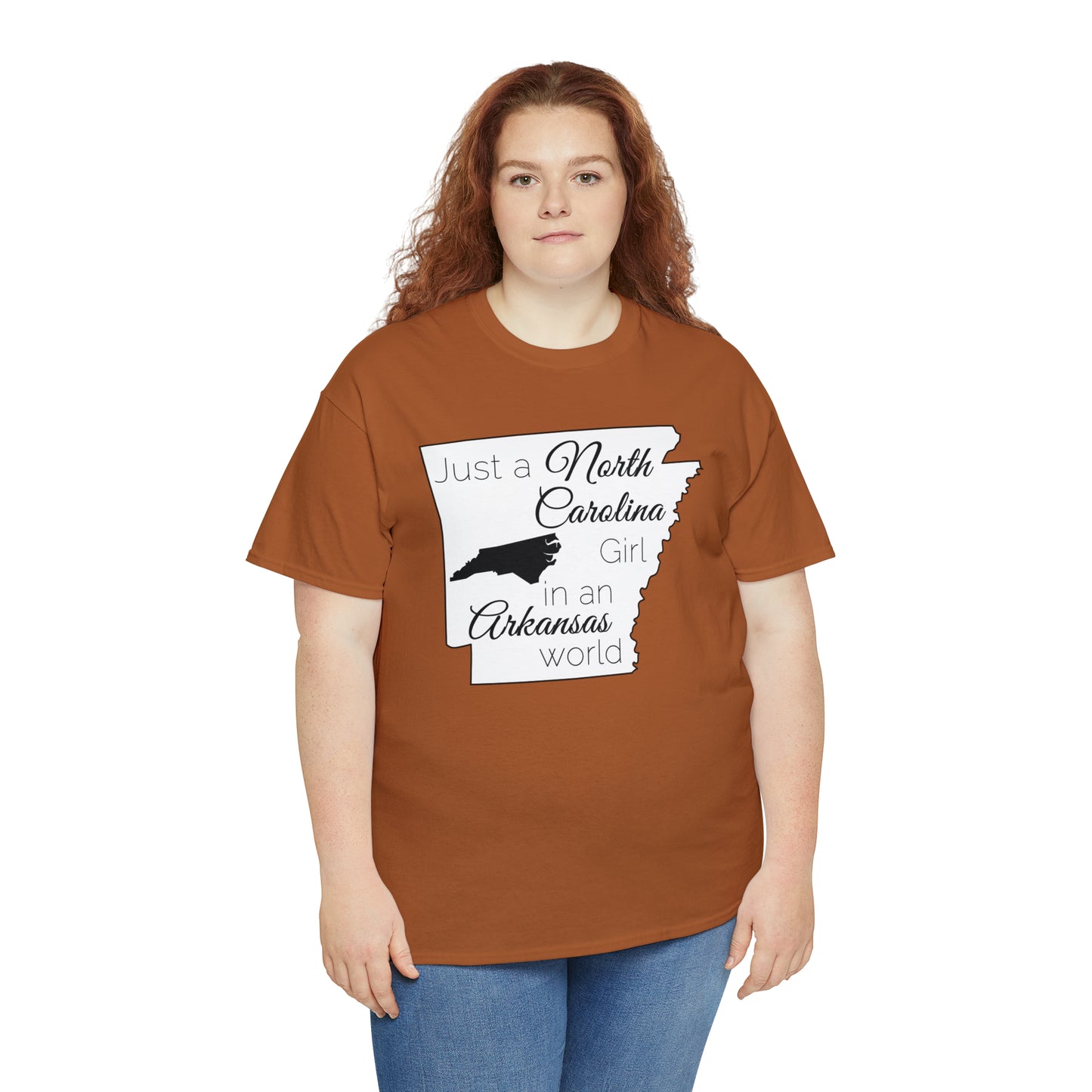 Just a North Carolina Girl in an Arkansas World Unisex Heavy Cotton Tee