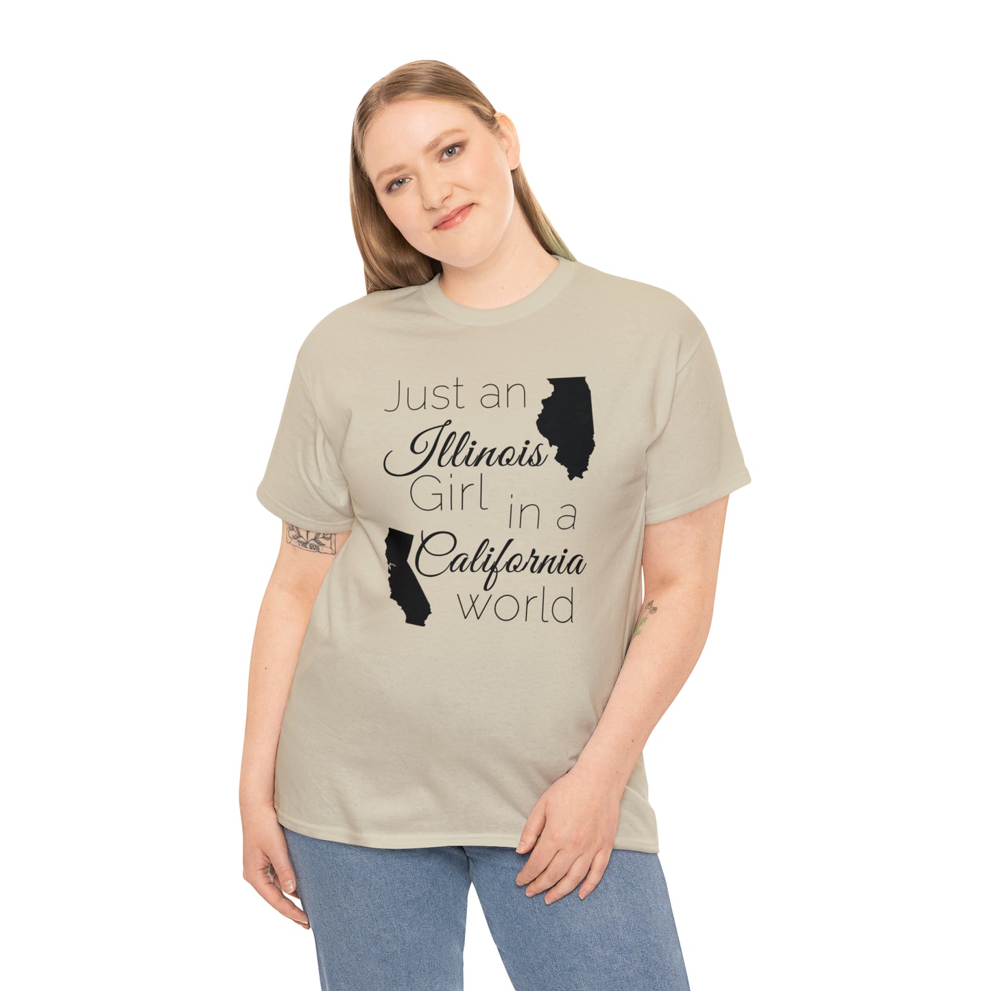 Just an Illinois Girl in a California World Unisex Heavy Cotton Tee