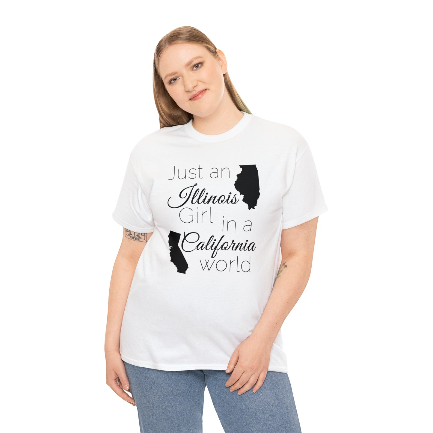 Just an Illinois Girl in a California World Unisex Heavy Cotton Tee