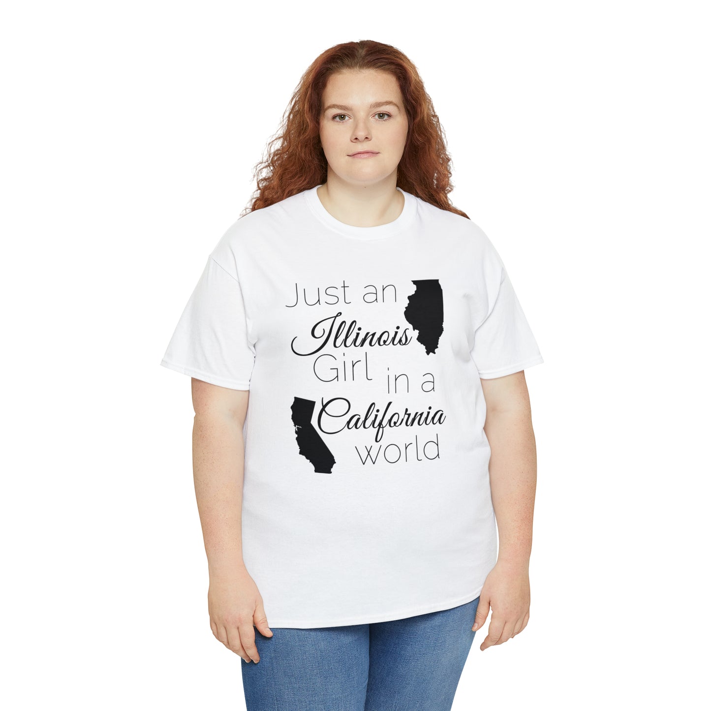 Just an Illinois Girl in a California World Unisex Heavy Cotton Tee