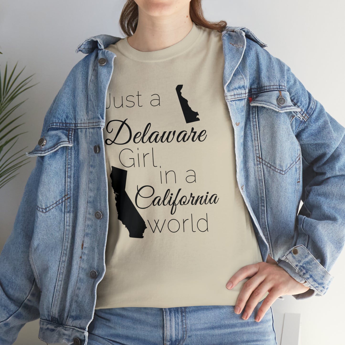 Just a Delaware Girl in a California World Unisex Heavy Cotton Tee