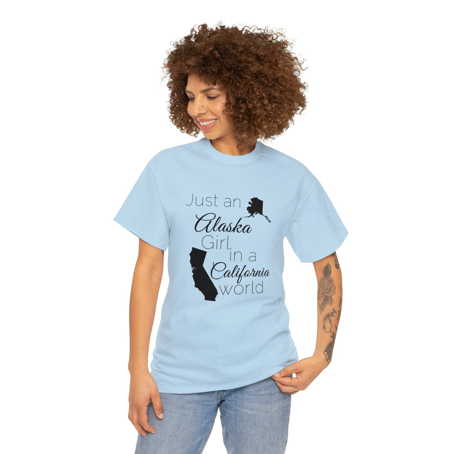 Just an Alaska Girl in a California World Unisex Heavy Cotton Tee