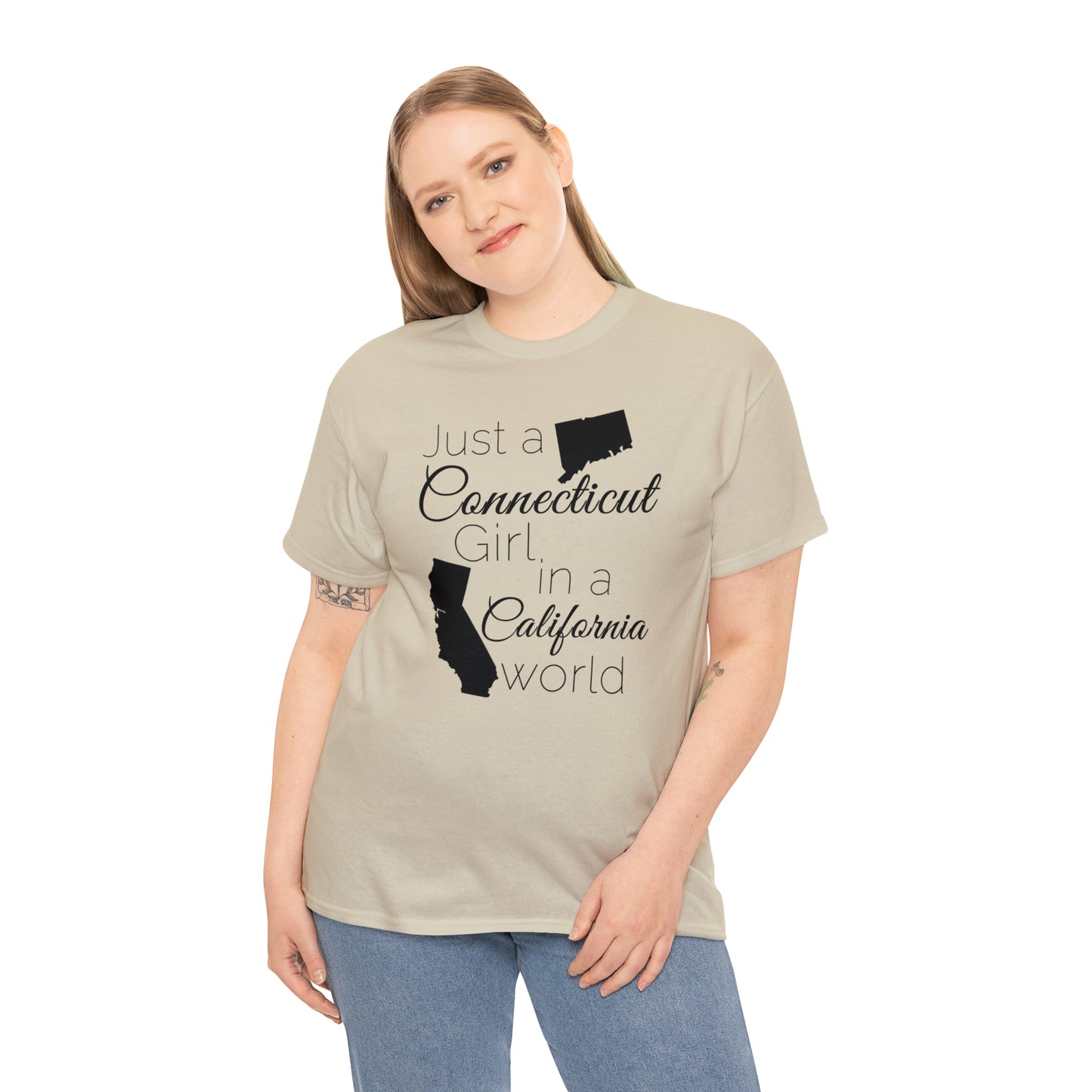 Just a Connecticut Girl in a California World Unisex Heavy Cotton Tee
