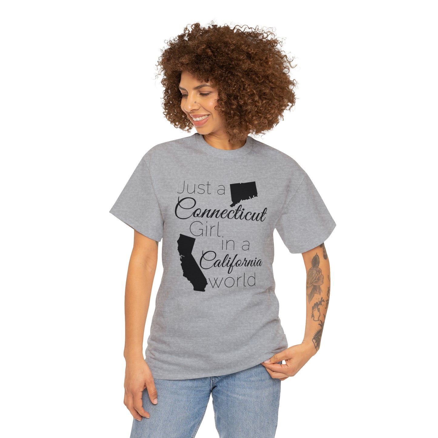 Just a Connecticut Girl in a California World Unisex Heavy Cotton Tee