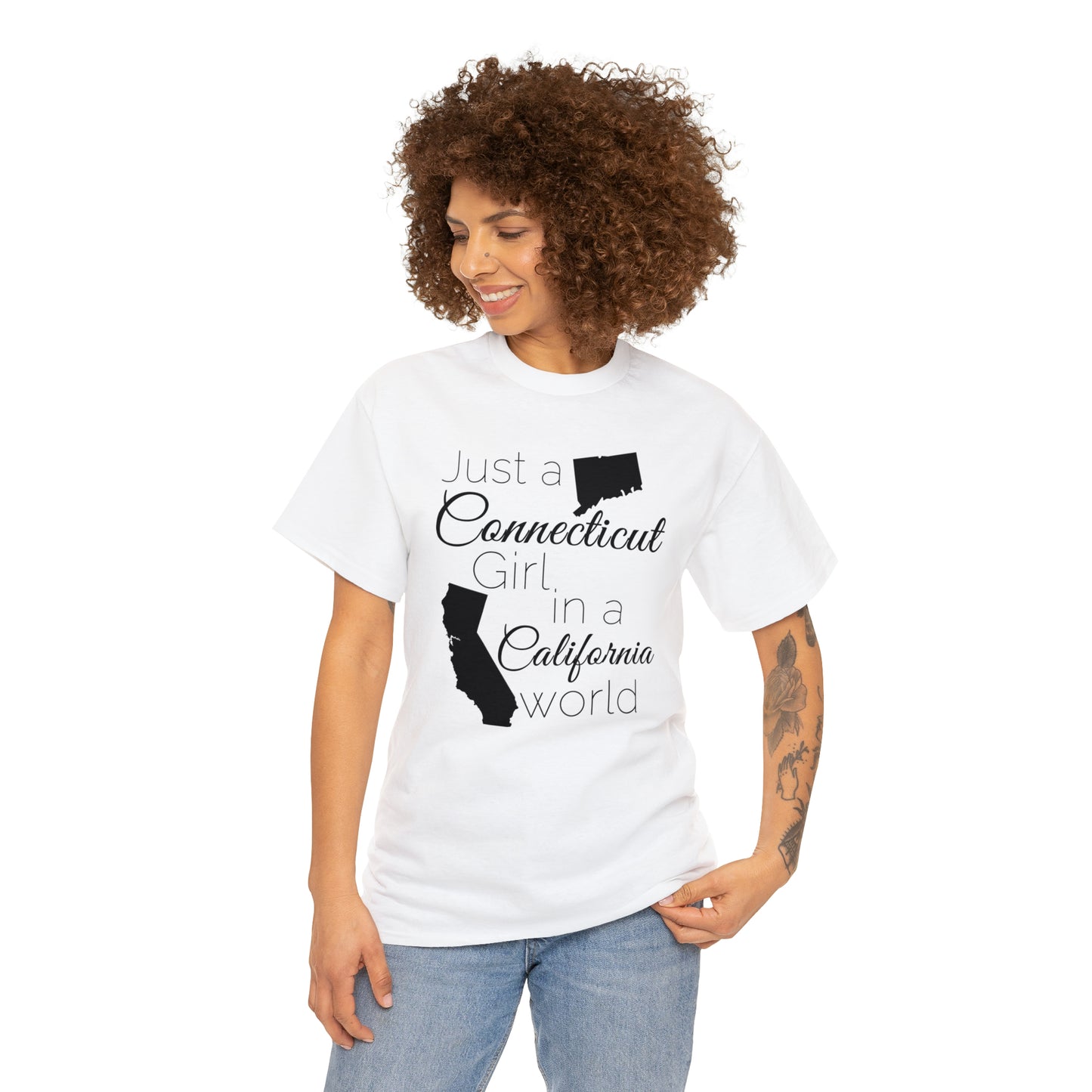 Just a Connecticut Girl in a California World Unisex Heavy Cotton Tee