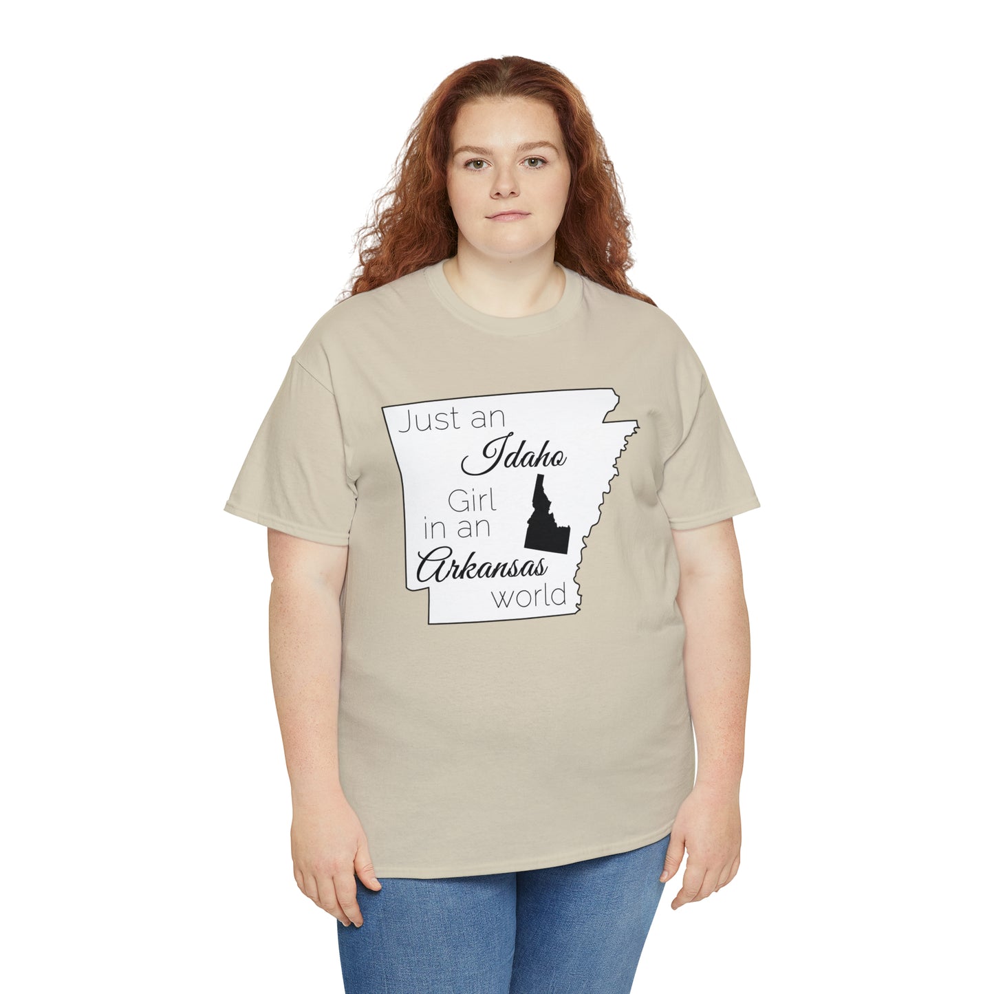 Just an Idaho Girl in an Arkansas World Unisex Heavy Cotton Tee