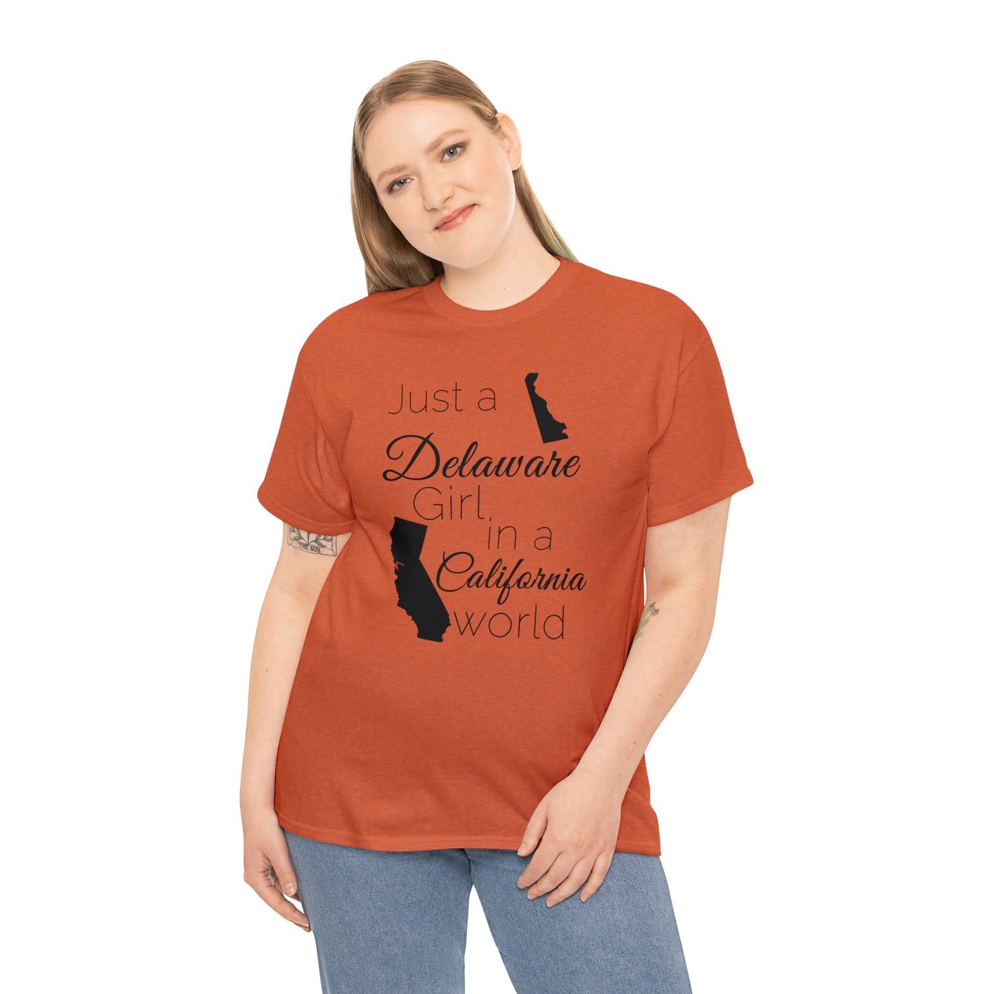 Just a Delaware Girl in a California World Unisex Heavy Cotton Tee