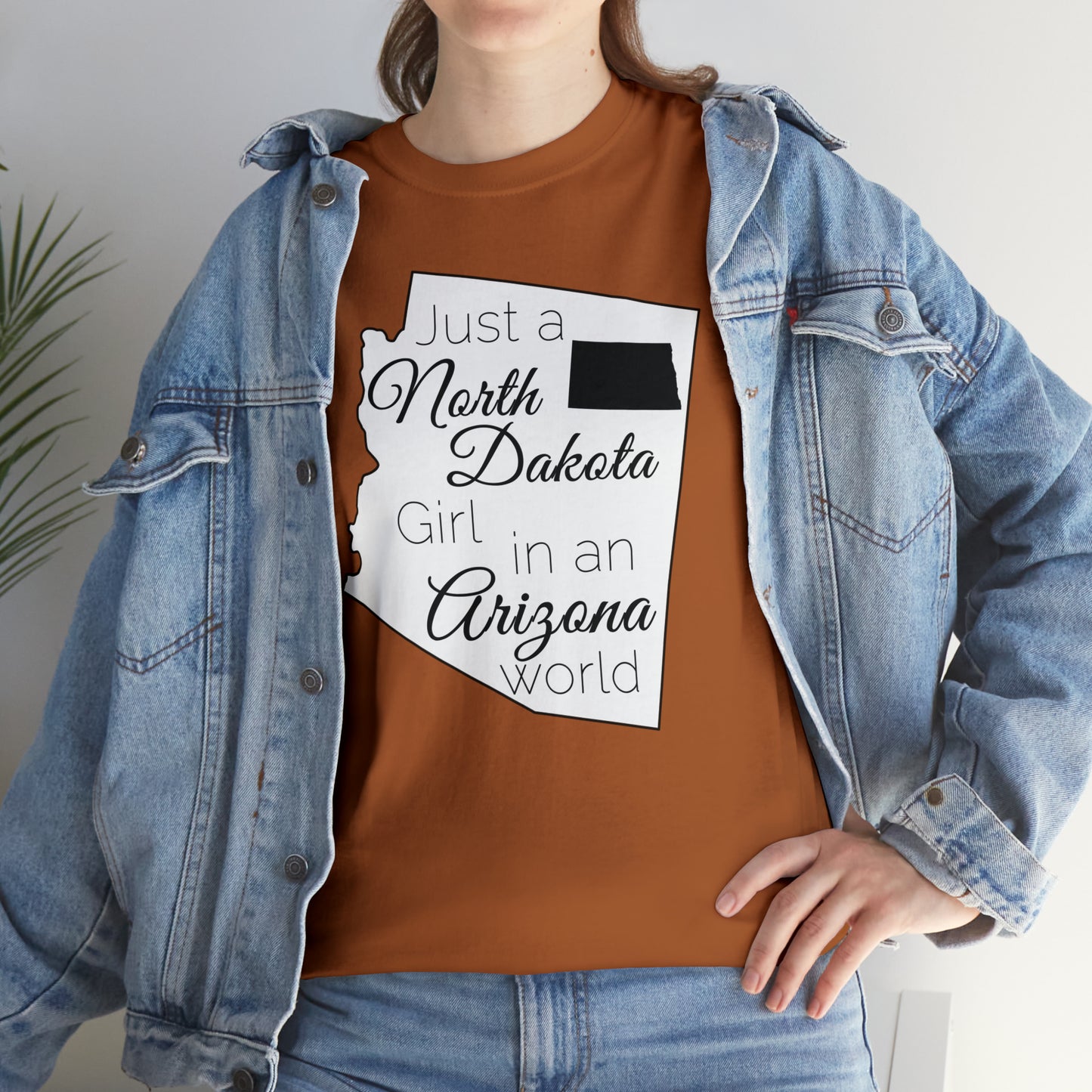 Just a North Dakota Girl in an Arizona World Unisex Heavy Cotton Tee