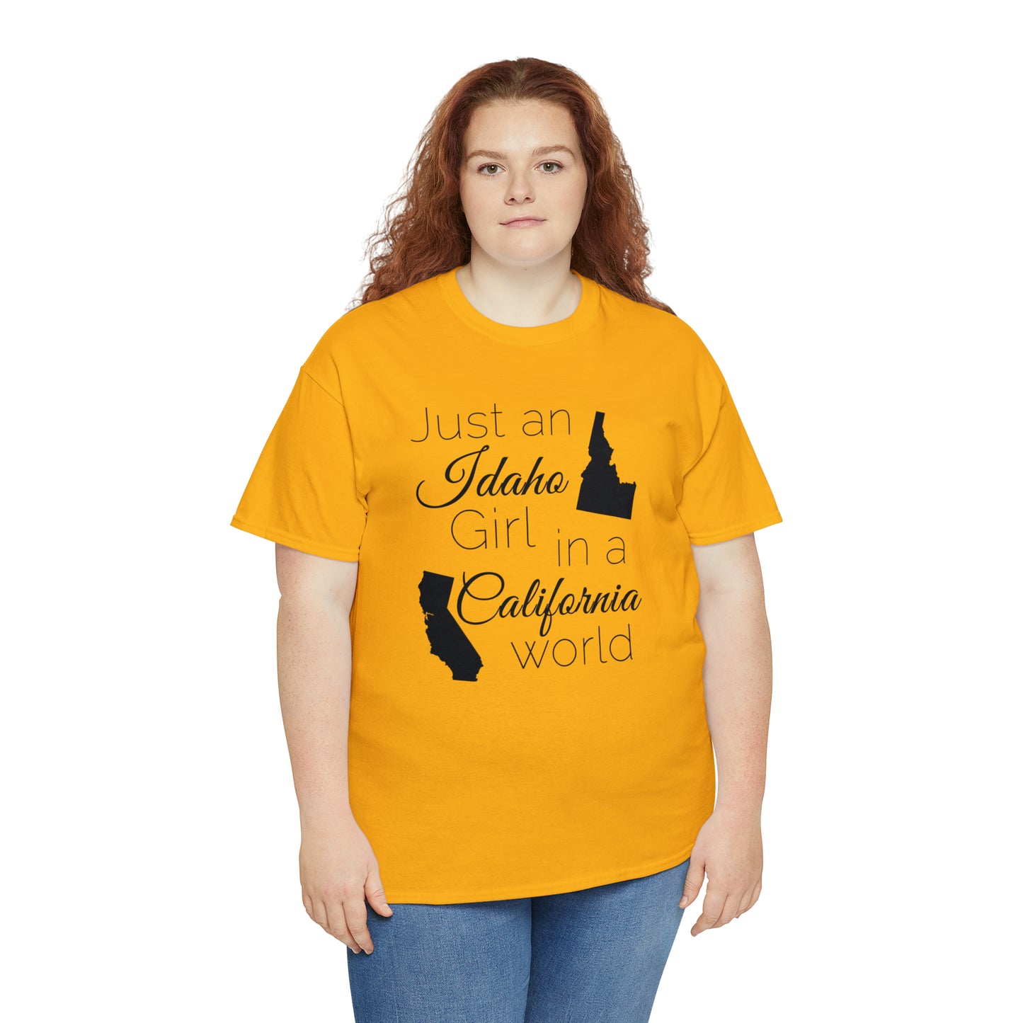 Just an Idaho Girl in a California World Unisex Heavy Cotton Tee