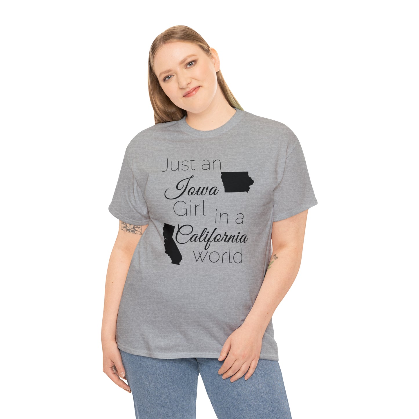 Just an Iowa Girl in a California World Unisex Heavy Cotton Tee