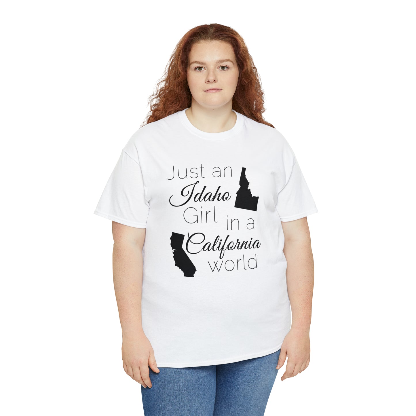 Just an Idaho Girl in a California World Unisex Heavy Cotton Tee