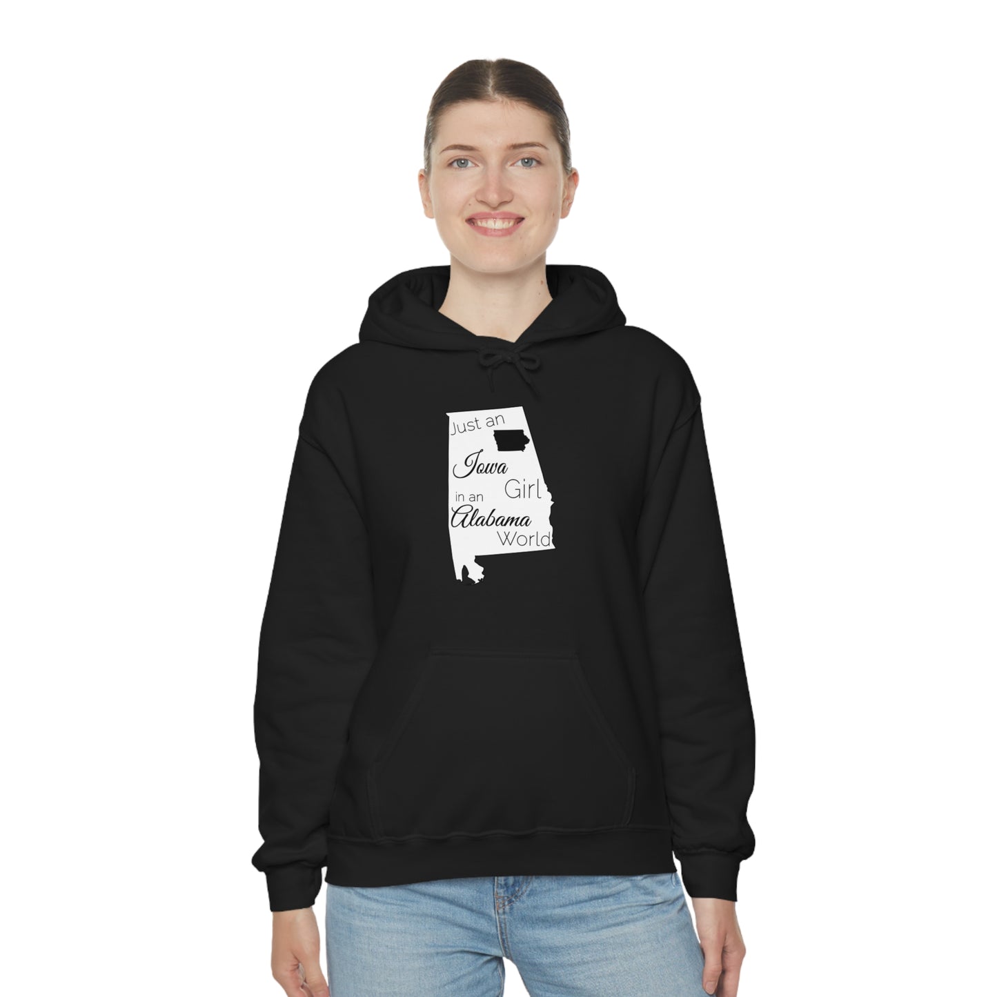 Just an Iowa Girl in an Alabama World Unisex Heavy Blend™ Hooded Sweatshirt