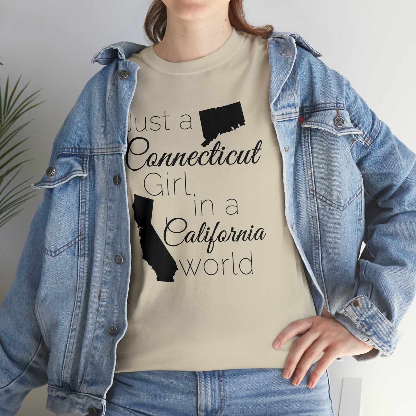 Just a Connecticut Girl in a California World Unisex Heavy Cotton Tee
