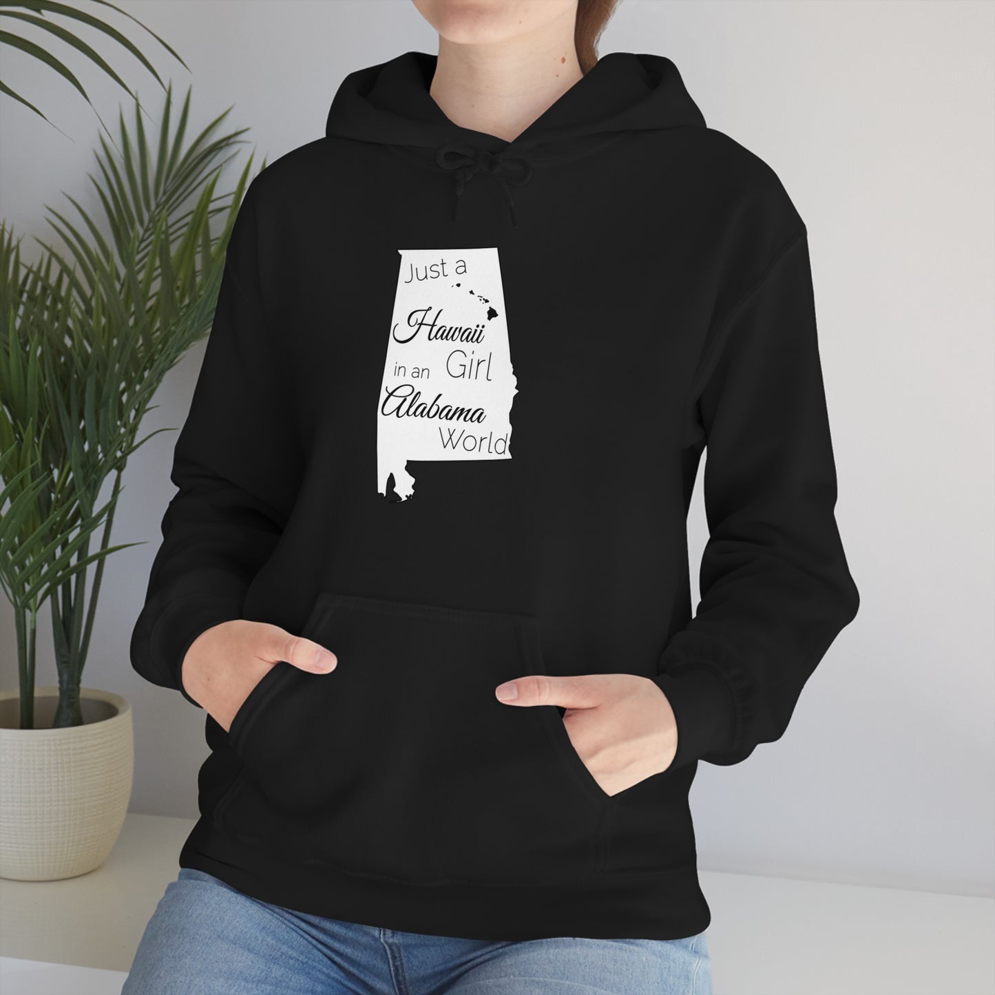 Just a Hawaii Girl in an Alabama World Unisex Heavy Blend™ Hooded Sweatshirt