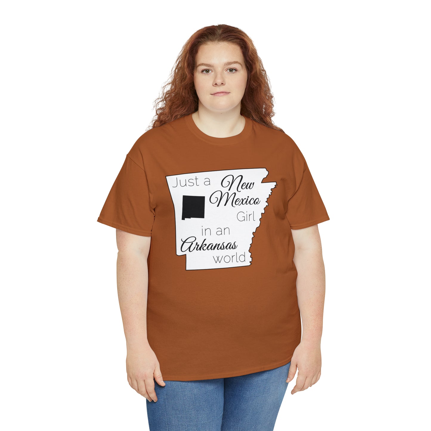 Just a New Mexico Girl in an Arkansas World Unisex Heavy Cotton Tee