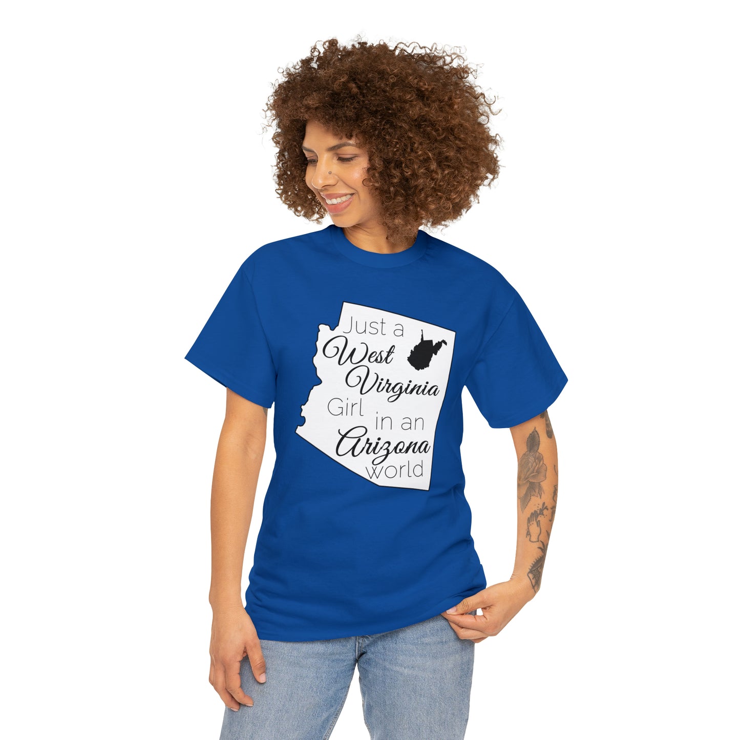 Just a West Virginia Girl in an Arizona World Unisex Heavy Cotton Tee