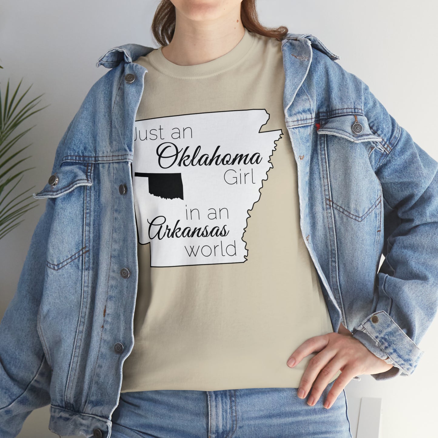 Just an Oklahoma Girl in an Arkansas World Unisex Heavy Cotton Tee