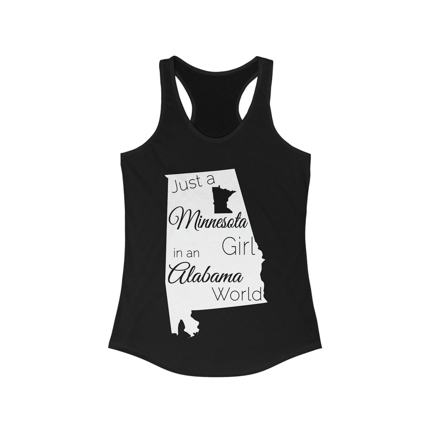 Just a Minnesota Girl in an Alabama World Women's Ideal Racerback Tank