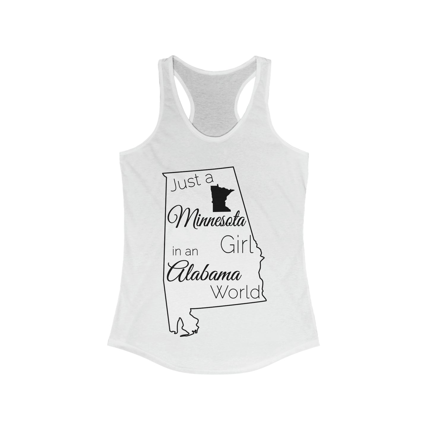 Just a Minnesota Girl in an Alabama World Women's Ideal Racerback Tank