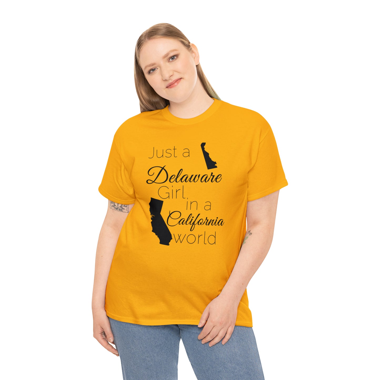 Just a Delaware Girl in a California World Unisex Heavy Cotton Tee