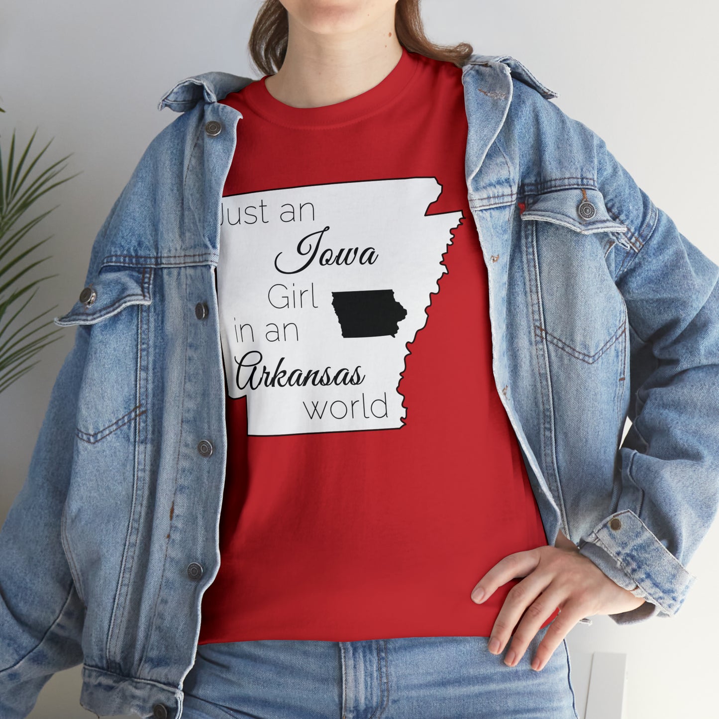 Just an Iowa Girl in an Arkansas World Unisex Heavy Cotton Tee