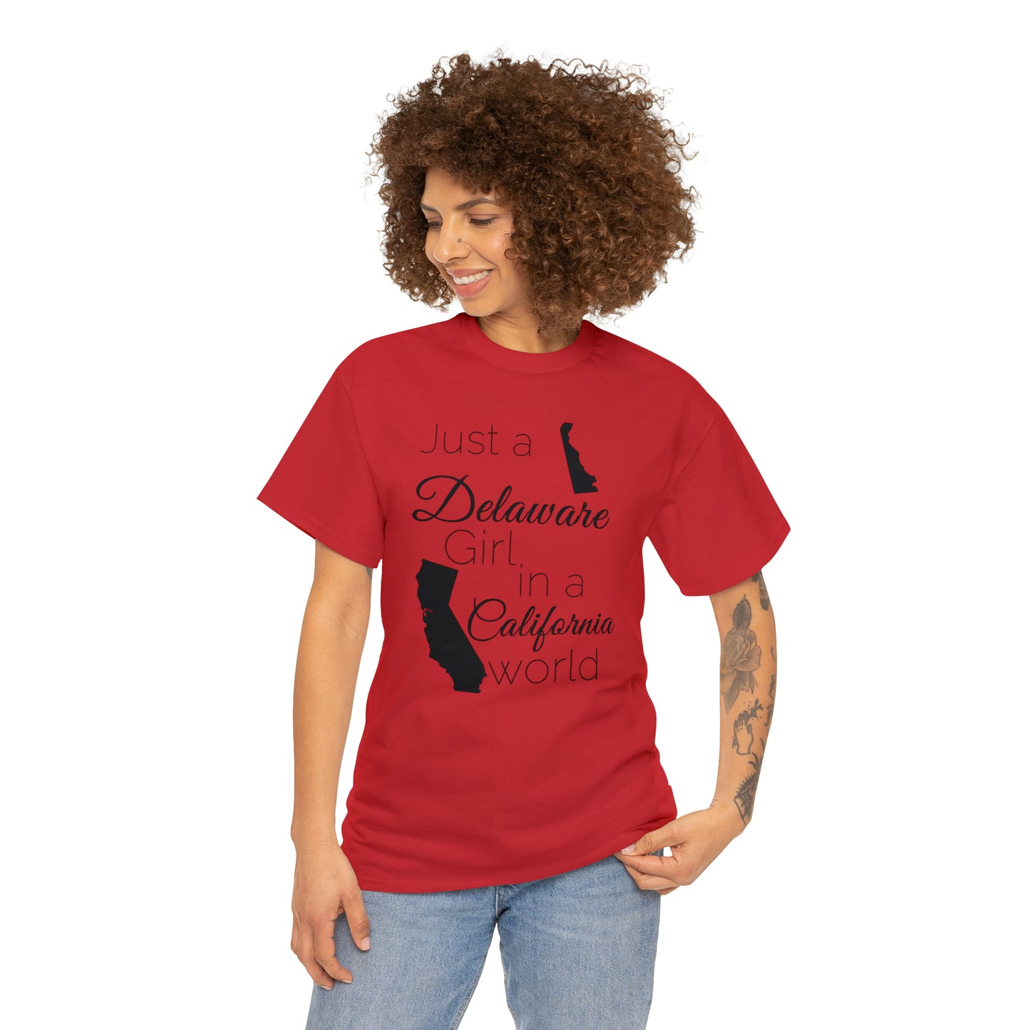 Just a Delaware Girl in a California World Unisex Heavy Cotton Tee