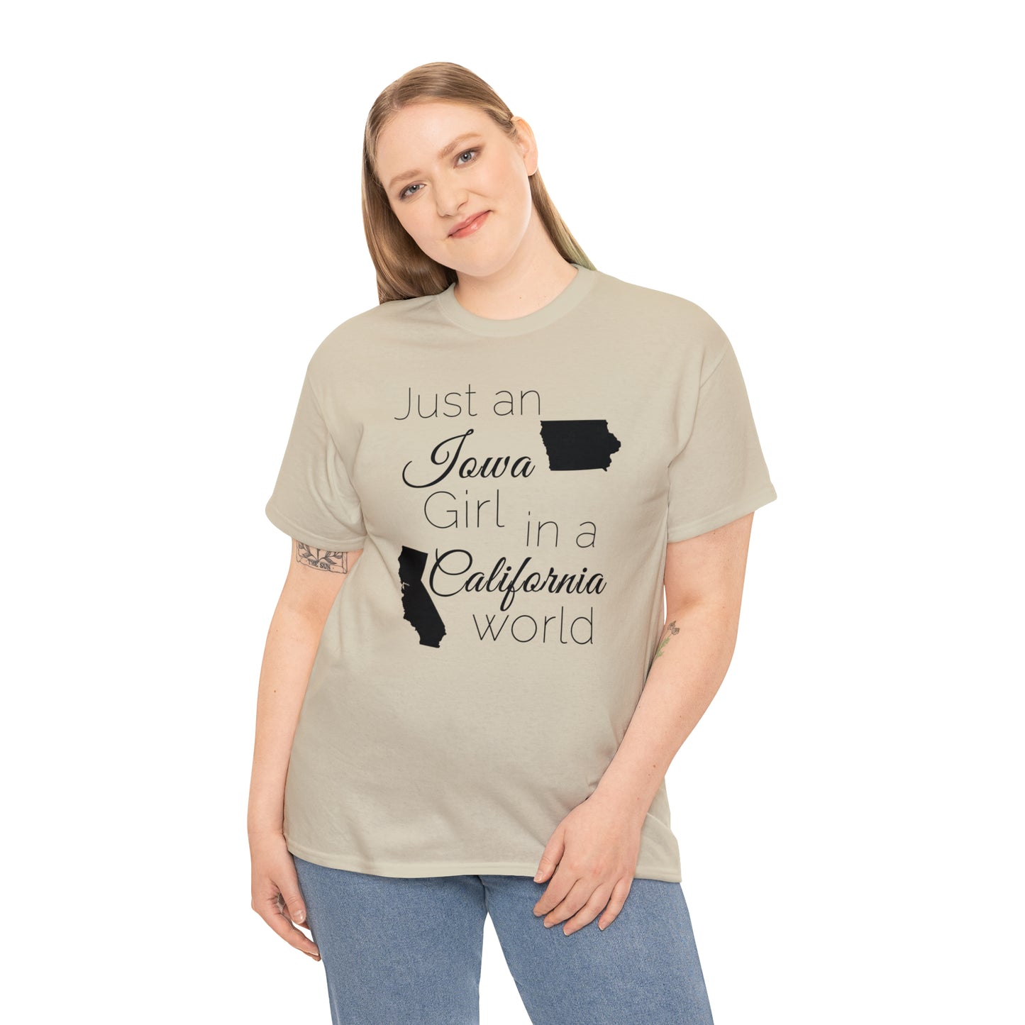 Just an Iowa Girl in a California World Unisex Heavy Cotton Tee