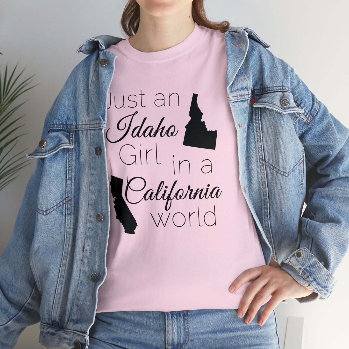 Just an Idaho Girl in a California World Unisex Heavy Cotton Tee