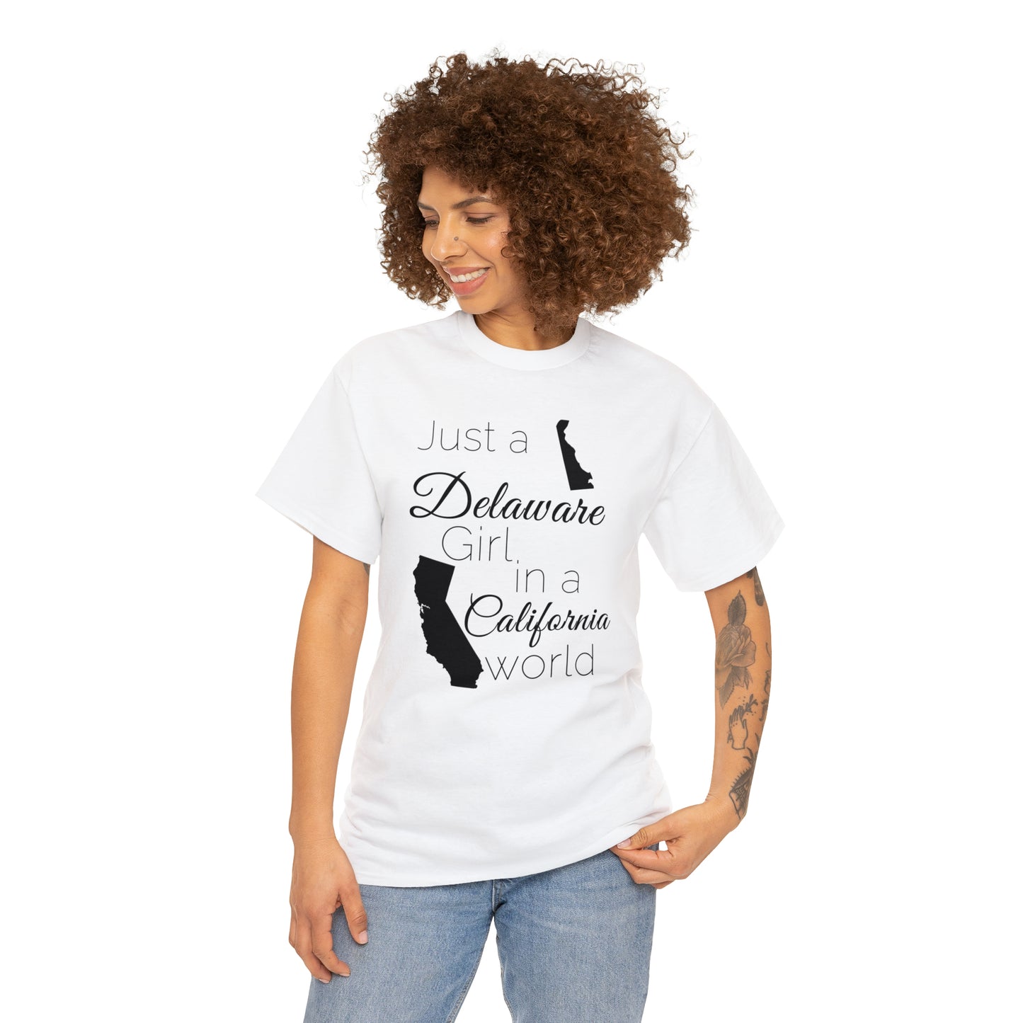 Just a Delaware Girl in a California World Unisex Heavy Cotton Tee