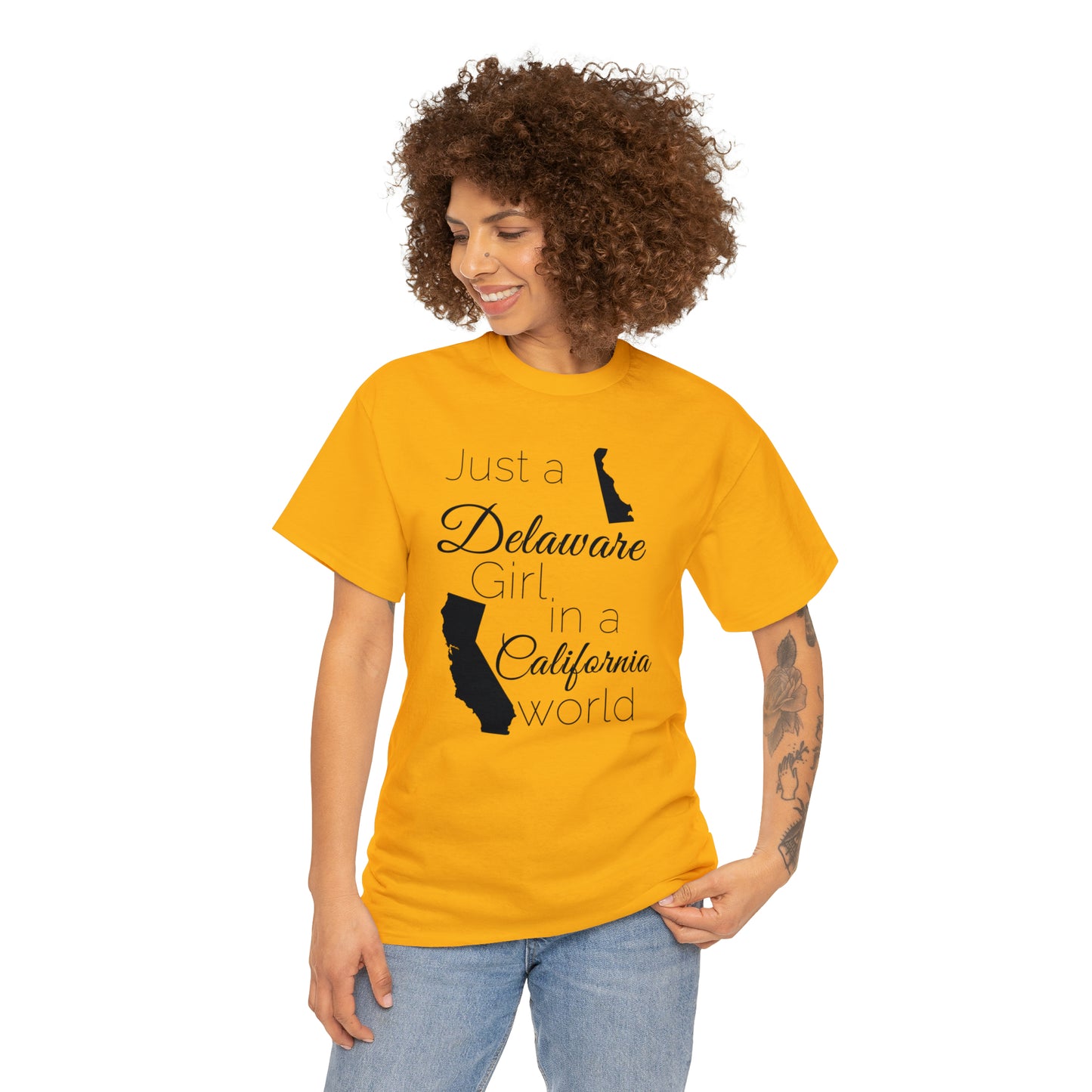 Just a Delaware Girl in a California World Unisex Heavy Cotton Tee