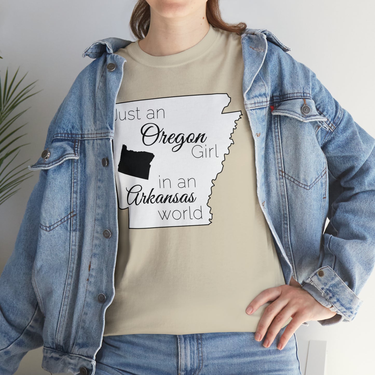 Just an Oregon Girl in an Arkansas World Unisex Heavy Cotton Tee
