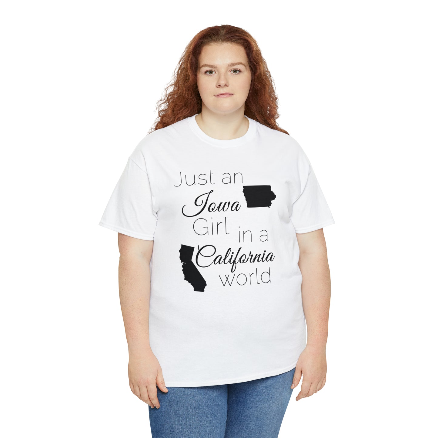 Just an Iowa Girl in a California World Unisex Heavy Cotton Tee
