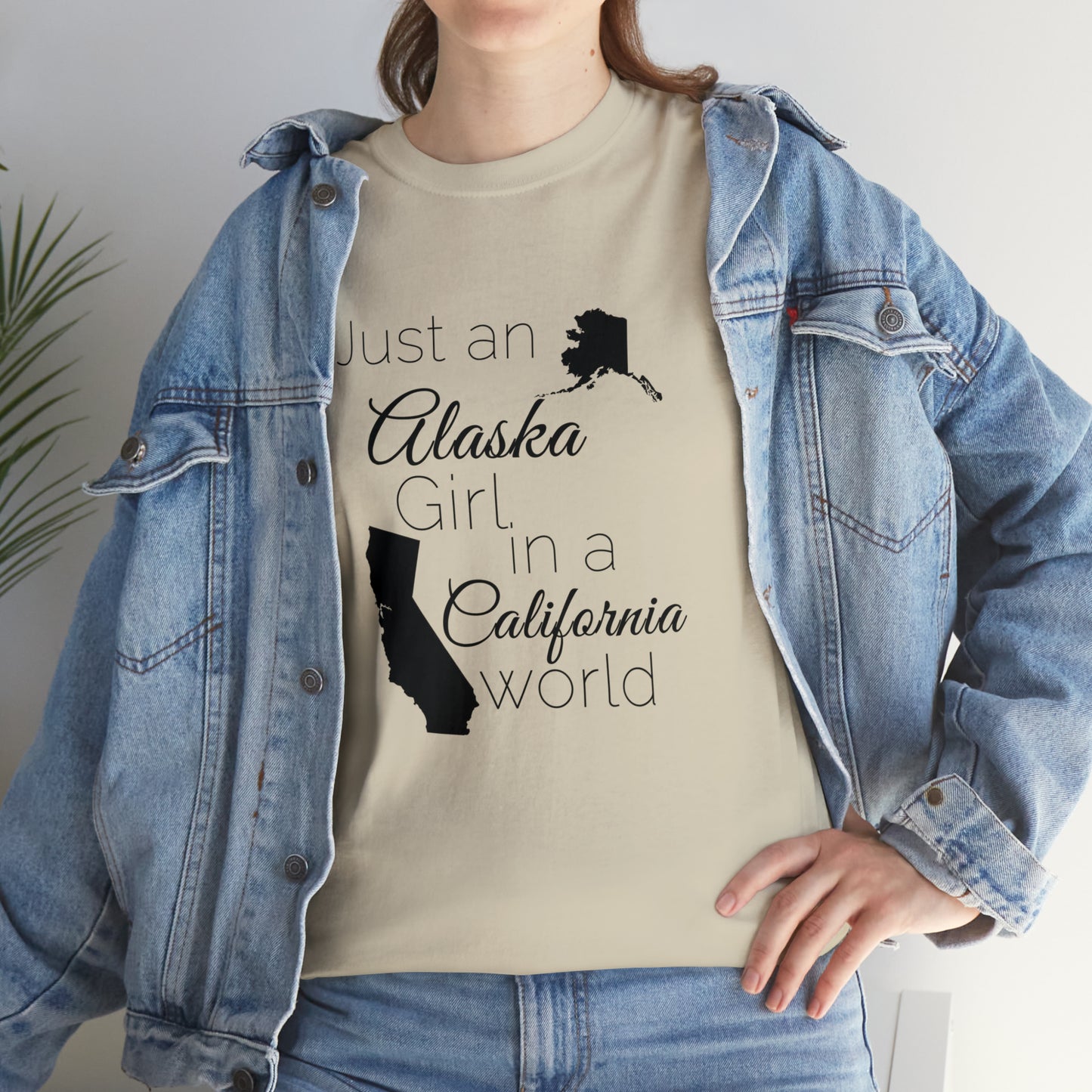 Just an Alaska Girl in a California World Unisex Heavy Cotton Tee