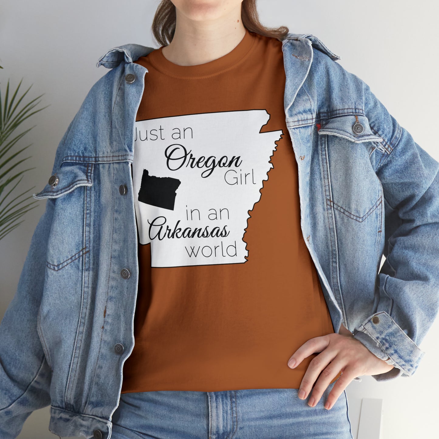 Just an Oregon Girl in an Arkansas World Unisex Heavy Cotton Tee