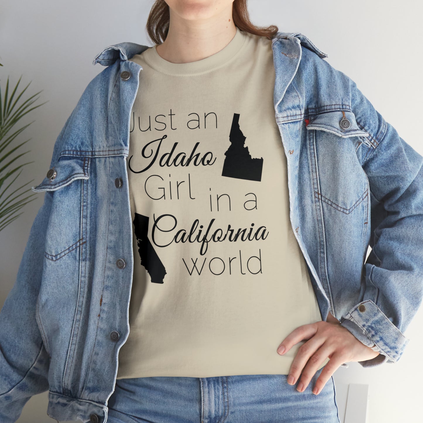 Just an Idaho Girl in a California World Unisex Heavy Cotton Tee