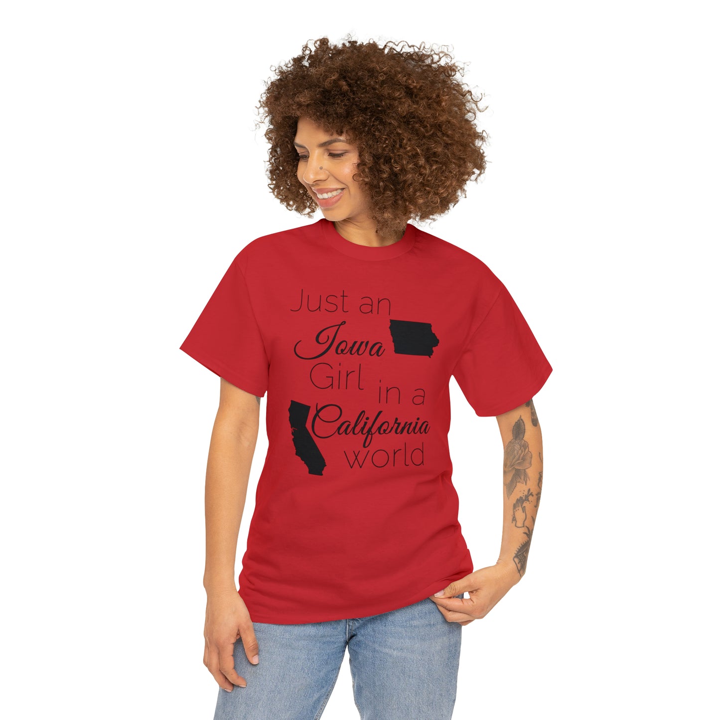 Just an Iowa Girl in a California World Unisex Heavy Cotton Tee