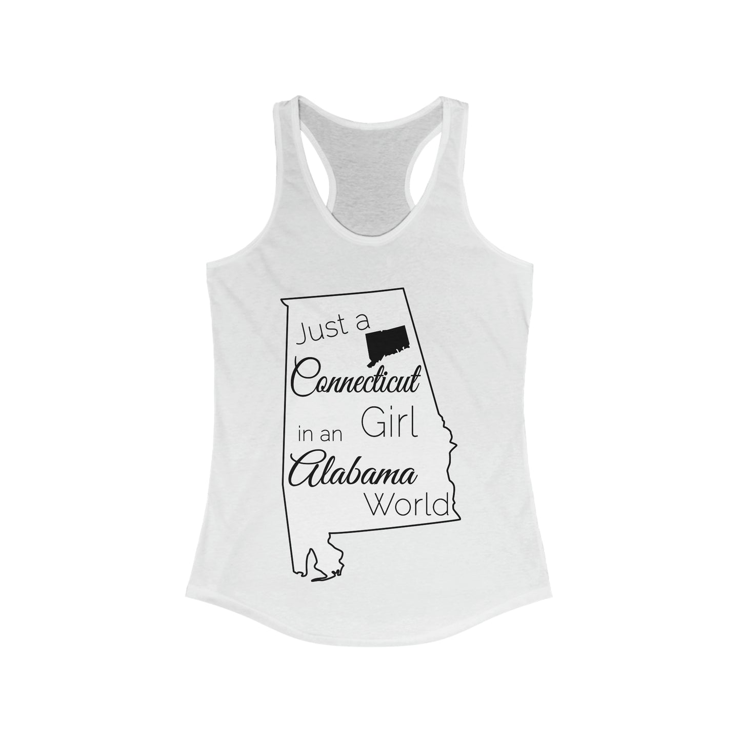 Just a Connecticut Girl in an Alabama World Women's Ideal Racerback Tank