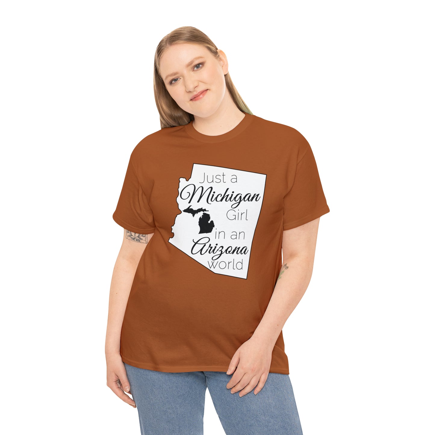 Just a Michigan Girl in an Arizona World Unisex Heavy Cotton Tee