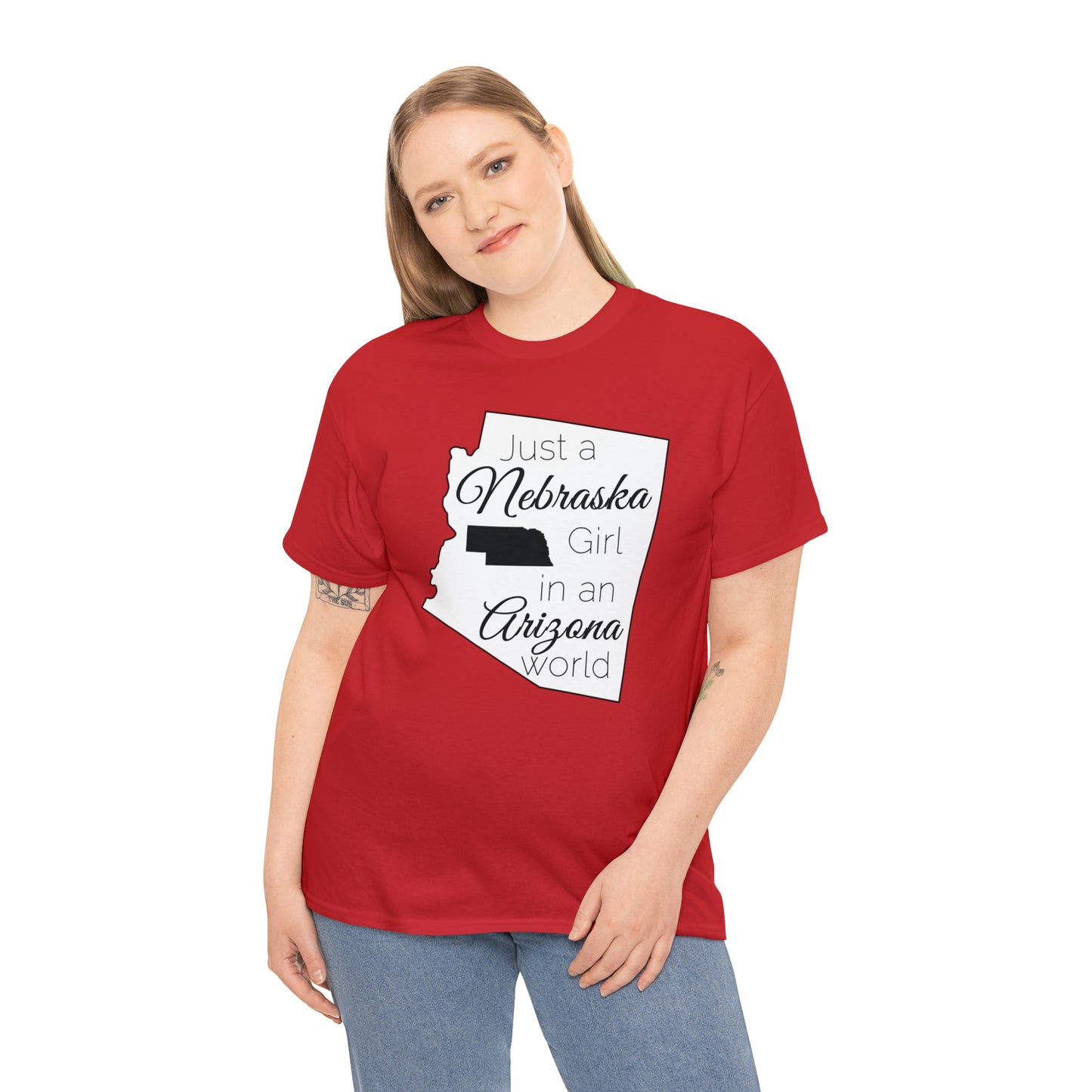 Just a Nebraska Girl in an Arizona World Unisex Heavy Cotton Tee