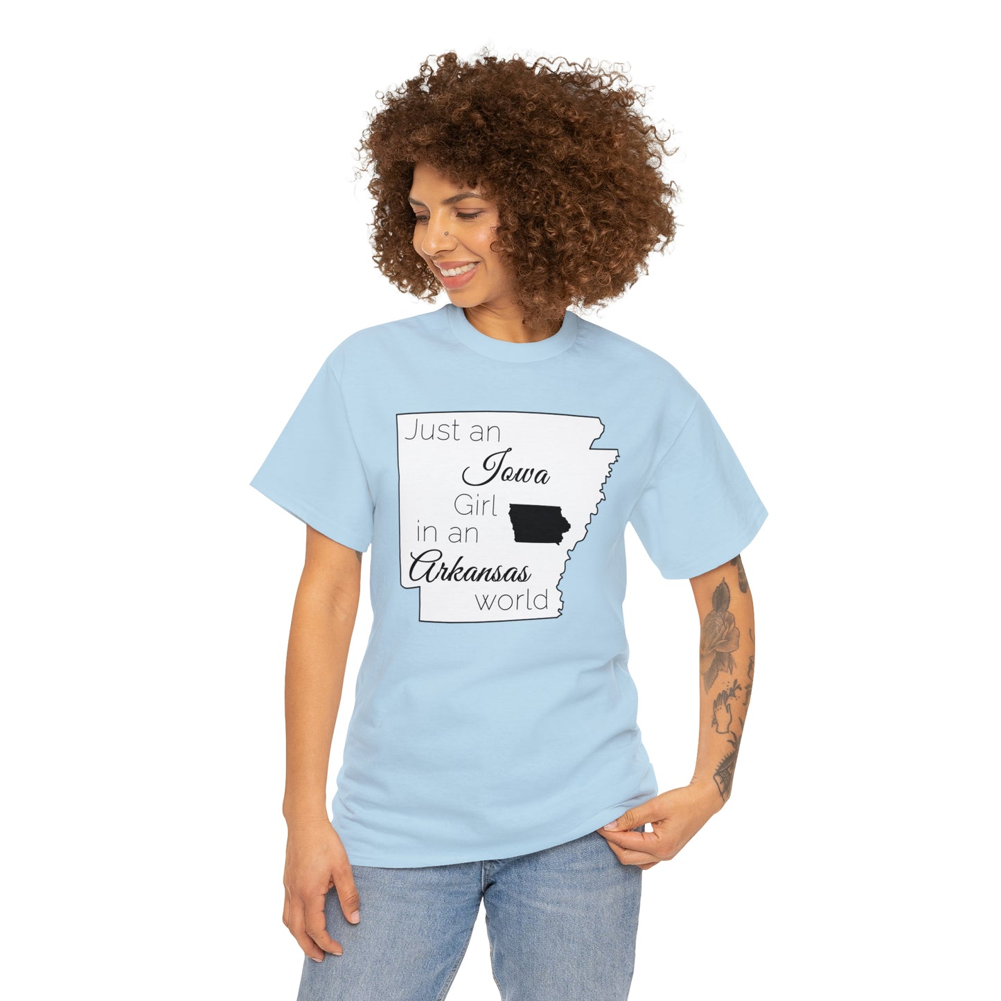 Just an Iowa Girl in an Arkansas World Unisex Heavy Cotton Tee