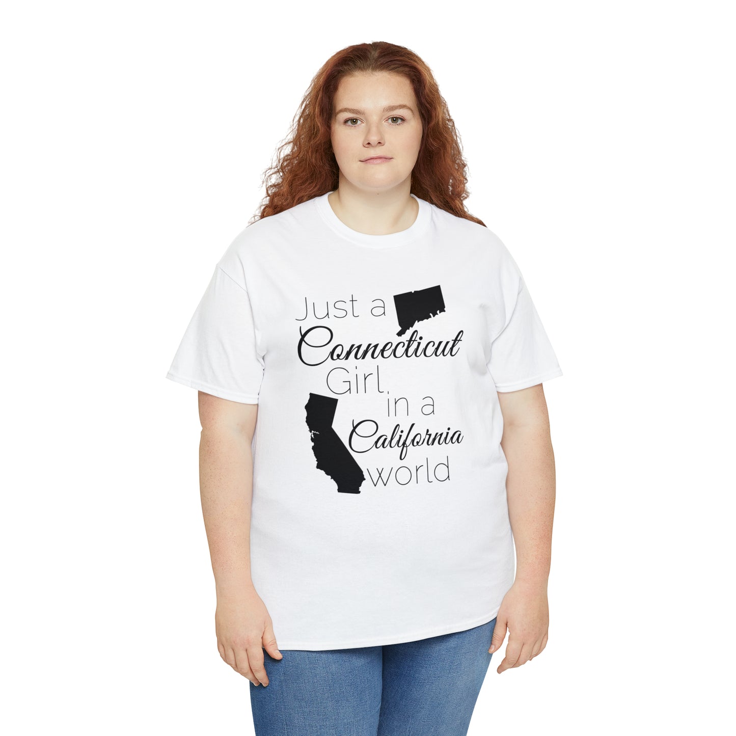Just a Connecticut Girl in a California World Unisex Heavy Cotton Tee
