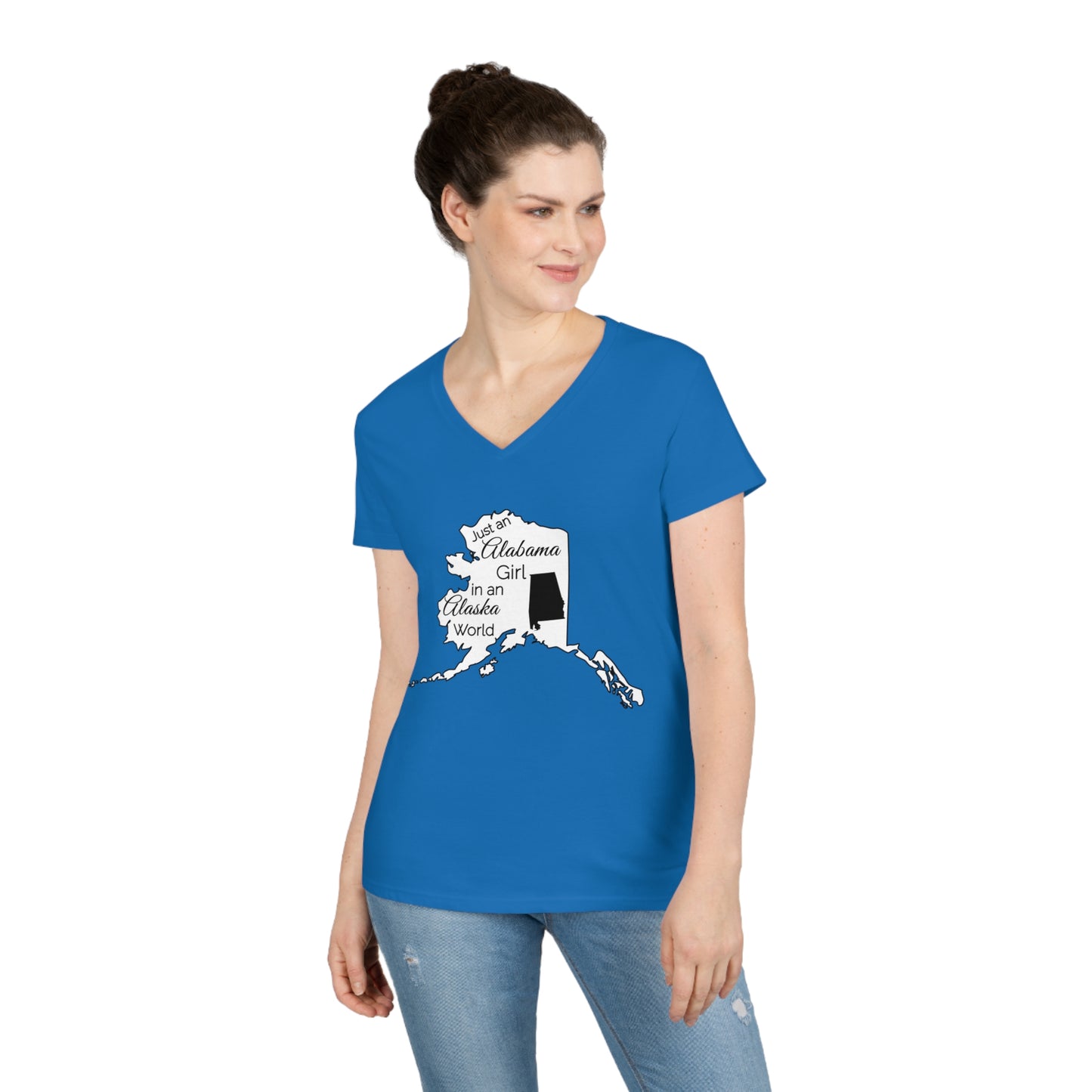 Just an Alabama Girl in an Alaska World Ladies' V-Neck T-Shirt