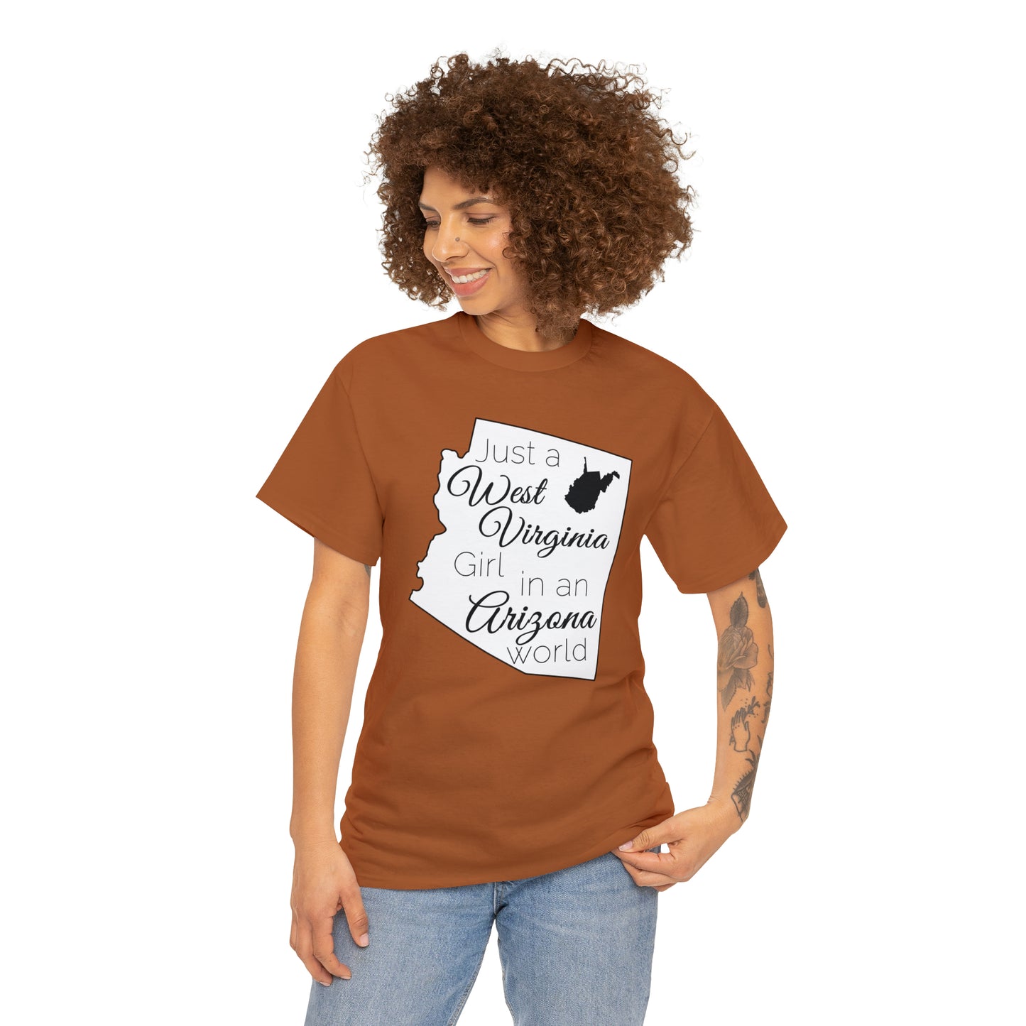 Just a West Virginia Girl in an Arizona World Unisex Heavy Cotton Tee