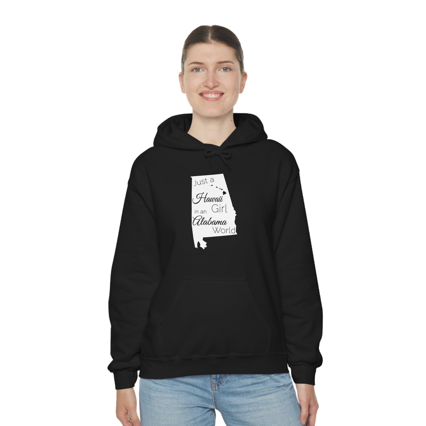 Just a Hawaii Girl in an Alabama World Unisex Heavy Blend™ Hooded Sweatshirt