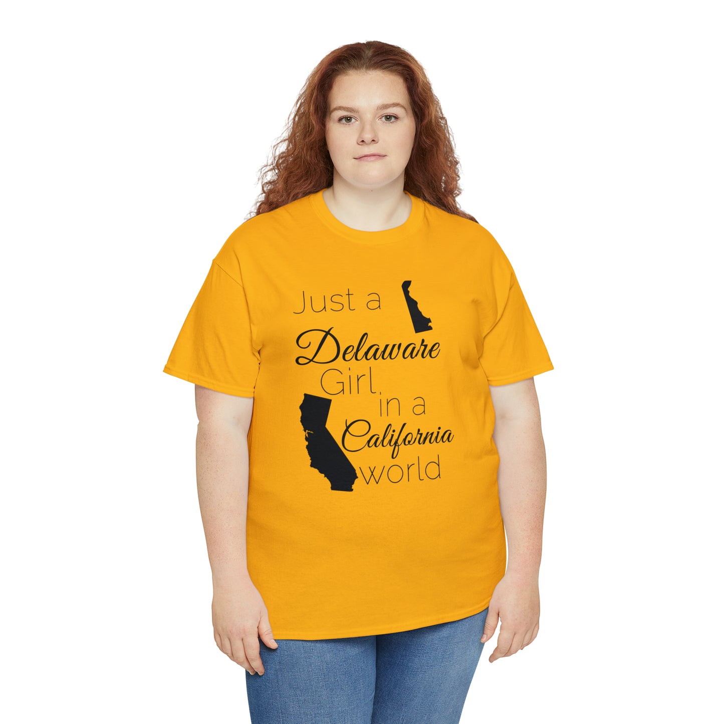 Just a Delaware Girl in a California World Unisex Heavy Cotton Tee